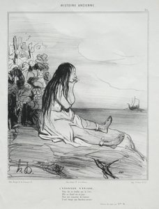 Oude Geschiedenis, plaat 24: Het verlaten van Ariadne, 4 september 1842 door Honoré Daumier
