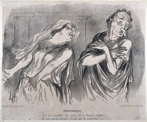 Andromaque Gravure door Honore Daumier (1808-1879) in Le Charivari. Palais Longchamp, Musée des Beaux Arts de Marseille. door Honoré Daumier