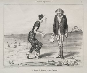 Aquatische Schetsen, plaat 8: Madame la Baronne, het is mijn eer... door Honoré Daumier