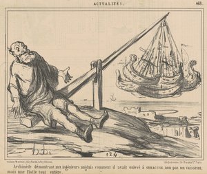 Archimedes demonstreert aan Engelse ingenieurs door Honoré Daumier