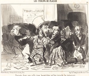Aankomst in een te gastvrije stad... door Honoré Daumier