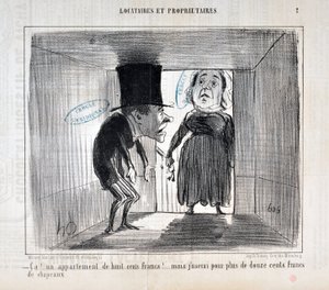 Kunstwerk door Honore Daumier (1808-1879) Charivari uit 1854: Serie TENNIQUES AND OWNERS 