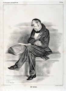 Kunstwerk door Honore Daumier (1808-1879). Charivari dateert uit 1833: Serie Celebrites de la caricature M. Guiz... MUSEUM VAN SCHONE KUNSTEN - PALEIS LONGCHAMP, MARSEILLE