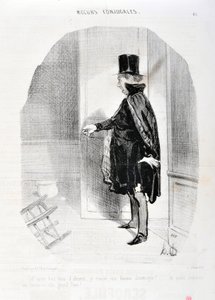 Kunstwerk door Honore Daumier (1808-1879). Charivari dateert uit 1842: Serie MORES CONJUALES Hemel na drie maanden afwezigheid vind ik mijn vrouw verhuisd en wat herinneringen was ik haar grote God! MUSEUM VAN SCHONE KUNSTEN - PALEIS LONGCHAMP, MARSEILLE door Honoré Daumier