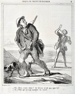 Kunstwerk door Honore Daumier (1808-1879) Charivari uit 1864: Serie Sketch de Chasse 