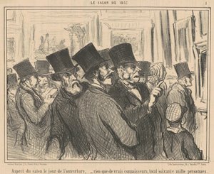 Uitzicht op de Salon op de Openingsdag door Honoré Daumier