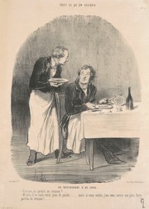 In het restaurant voor 32 sous door Honoré Daumier