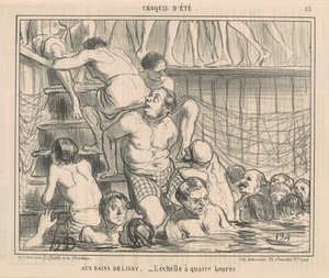 Bij de baden van Deligny door Honoré Daumier