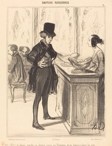 Zijn half kopje verloren bij Domino en zijn beurs op straat door Honoré Daumier