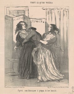 Een discussie over hun schoonheid door Honoré Daumier