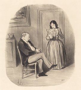 Bourgeois leest na het diner enkele hoofdstukken... door Honoré Daumier