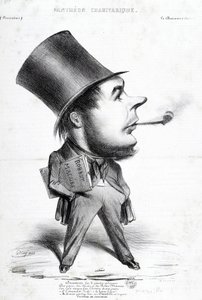 Charivaric Pantheon: Cartoon door Honore Daumier (1808-1879), Franse graveur, schilder en beeldhouwer. Gravure in Le Charivari. Dim: 32x22cm. Arbaud Museum.