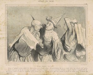 Chinezen praten over politiek door Honoré Daumier