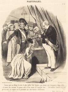 Zoals in het dorp, de deugd het meest gehavend... door Honoré Daumier