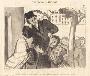 Hoe men een jonge man overtuigt om te komen... door Honoré Daumier