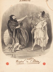 Diogenes en Alcibiades in het Odeon door Honoré Daumier