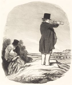 Zeg mijn vrouw... ik zie niets! door Honoré Daumier