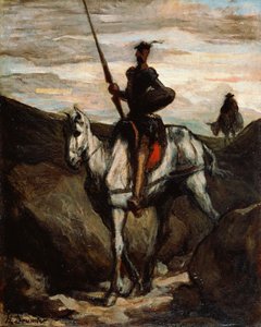 Don Quichot in de bergen door Honoré Daumier