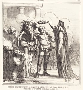 Empedocles ontvangt goddelijke eerbewijzen door Honoré Daumier