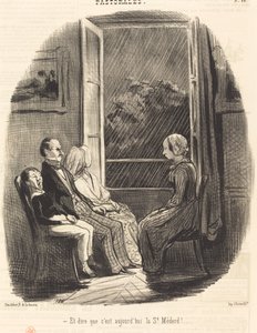 En te bedenken dat het vandaag Sint-Médard is! door Honoré Daumier