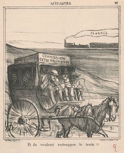 En ze willen de trein halen!!! door Honoré Daumier
