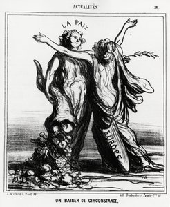Europa en vrede: een speciale kus (illustratie door Honore Daumier, gepubliceerd in Charivari, gedateerd 1 april)