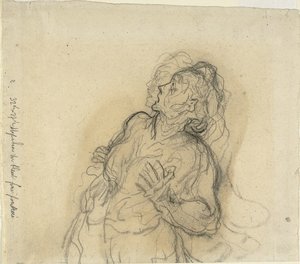 Geschrokken vrouw door Honoré Daumier