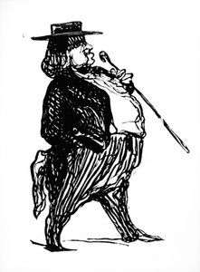 Honoré de Balzac (1799-1850) met een wandelstok, waarschijnlijk getekend voor het boek 