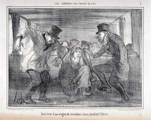 Illustratie voor de serie "Les Agrements des Chemin de fer" door Honoré Daumier
