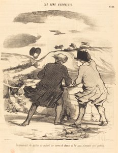 Ongemak van het verlaten...een treinconvoy... door Honoré Daumier