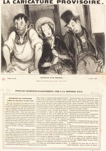 Interieur van een omnibus door Honoré Daumier