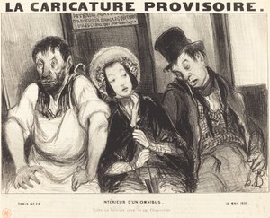 Interieur van een omnibus door Honoré Daumier