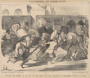 Invasie van wagons op een dag dat men vertrekt door Honoré Daumier