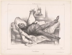 Karikatuur van Gilbert du Motier, markies de la Fayette, tijdens een nachtmerrie