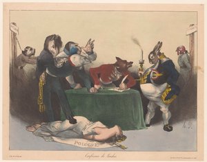 Karikatuur van de Europese grootmachten tijdens de Conferentie van Londen