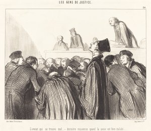 De advocaat die zich onwel voelt door Honoré Daumier