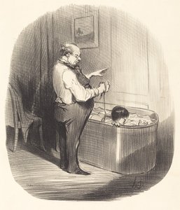 De Eerste Zwemles door Honoré Daumier
