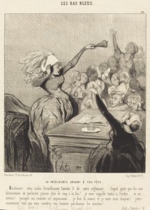 De voorzitster schreeuwt luid: Dames!... door Honoré Daumier