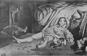 La Rue Transnonian, 1834 door Honoré Daumier