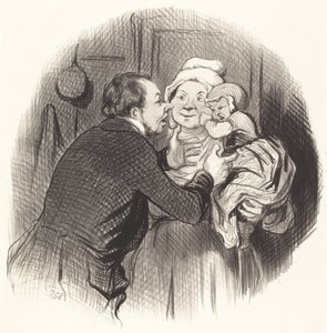 Het Bezoek aan de Voedster door Honoré Daumier