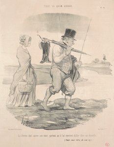 De vrouw moet haar man volgen... door Honoré Daumier