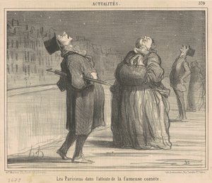 Parijzenaars in afwachting van de... komeet door Honoré Daumier