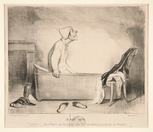 Het warme bad. Sapristi! door Honoré Daumier