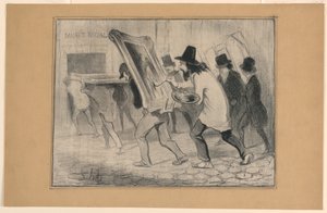 Le Dernier Jour de la Réception des Tableaux, uit Charivari door Honoré Daumier