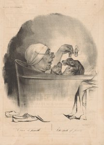 Het familie bad, 1837 door Honoré Daumier