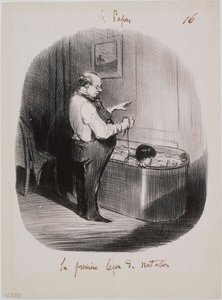 De Vaders - De eerste zwemles door Honoré Daumier