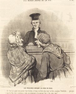 De buren voor de vrederechter door Honoré Daumier