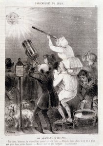 De liefhebbers van Eclipse - Gravure door Daumier, in "Charivari", ca. 1840