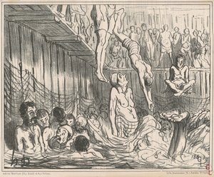 De baden voor vier centen door Honoré Daumier