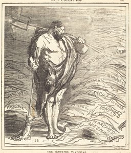 De stallen van Augias door Honoré Daumier
